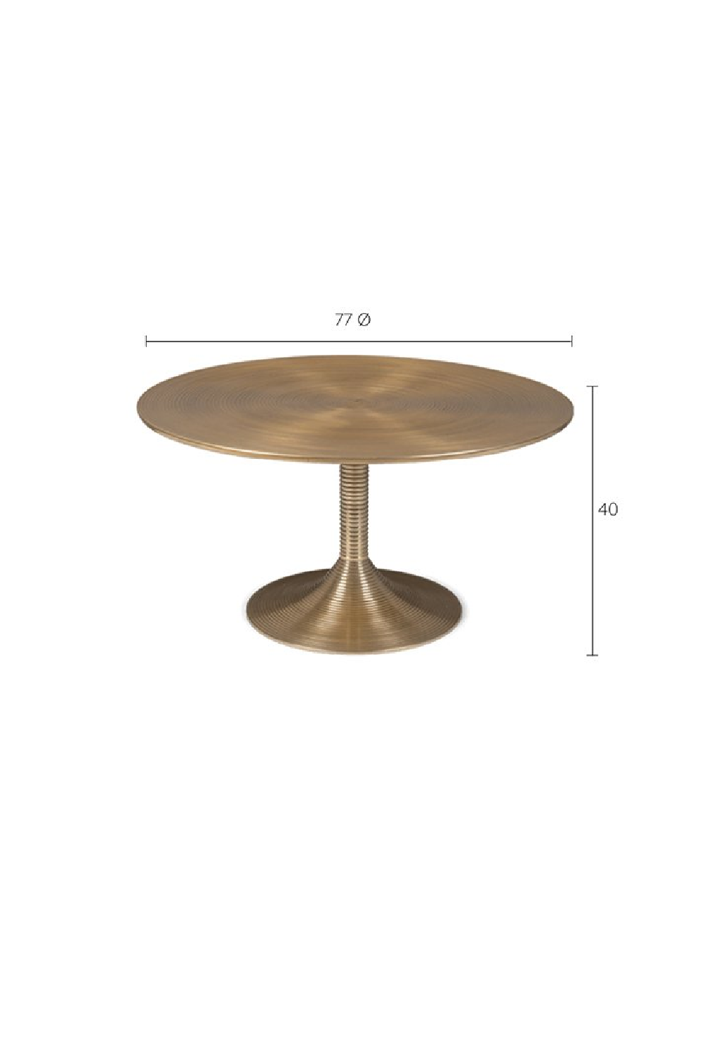 Table basse ronde à piédestal dorée