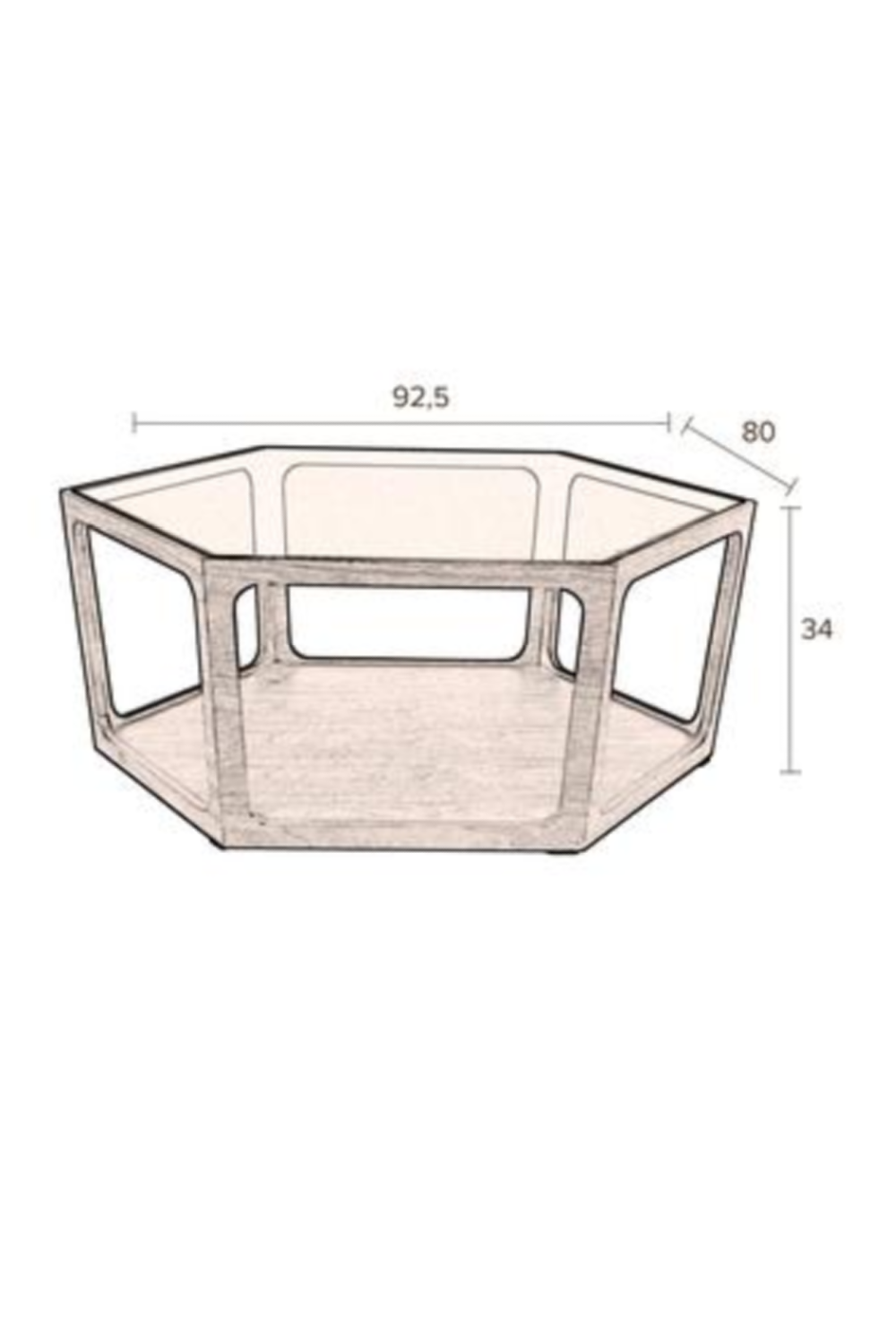 Table basse hexagonale en verre