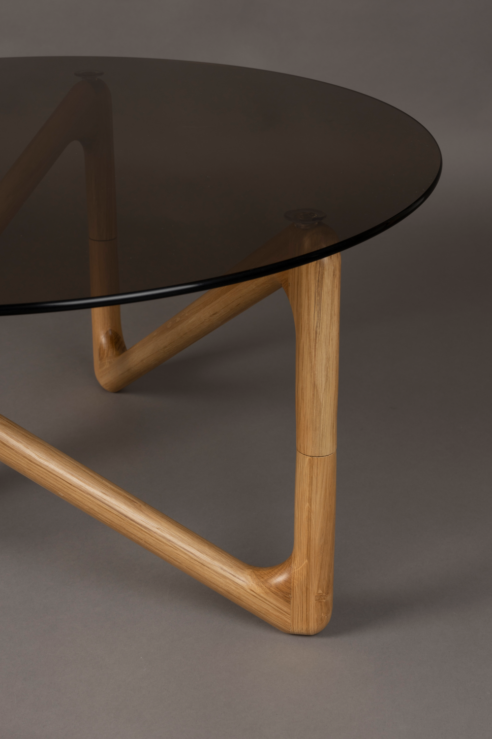 Table basse rétro en verre rond