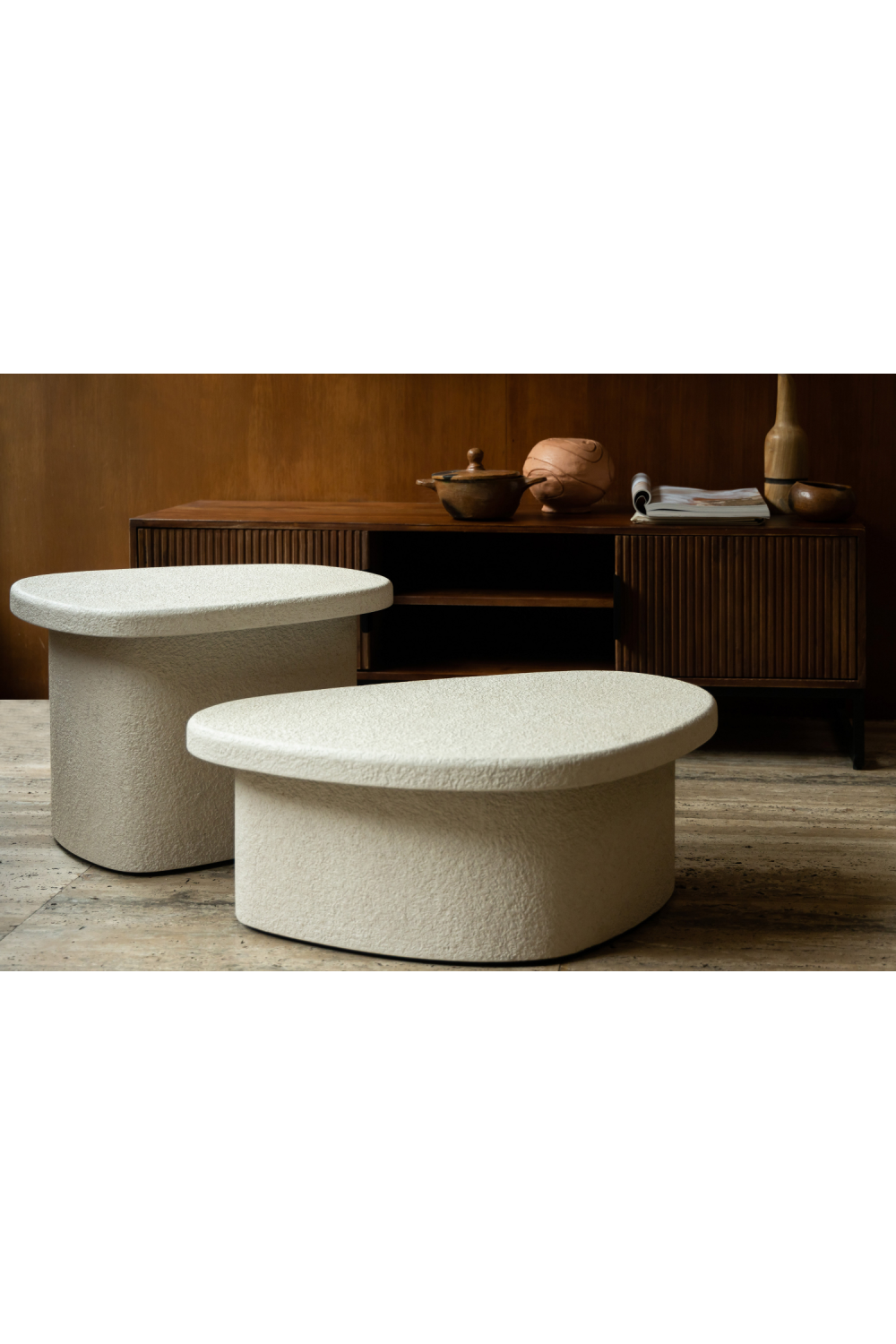 Table basse en marbre beige