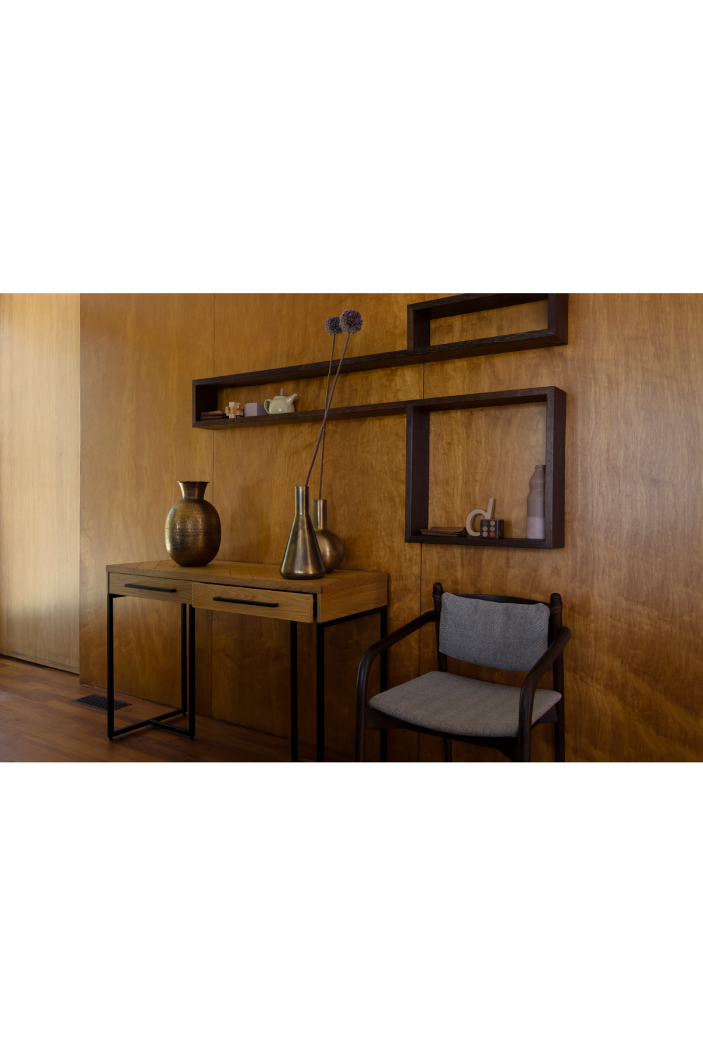 Console table motif chevrons vintage
