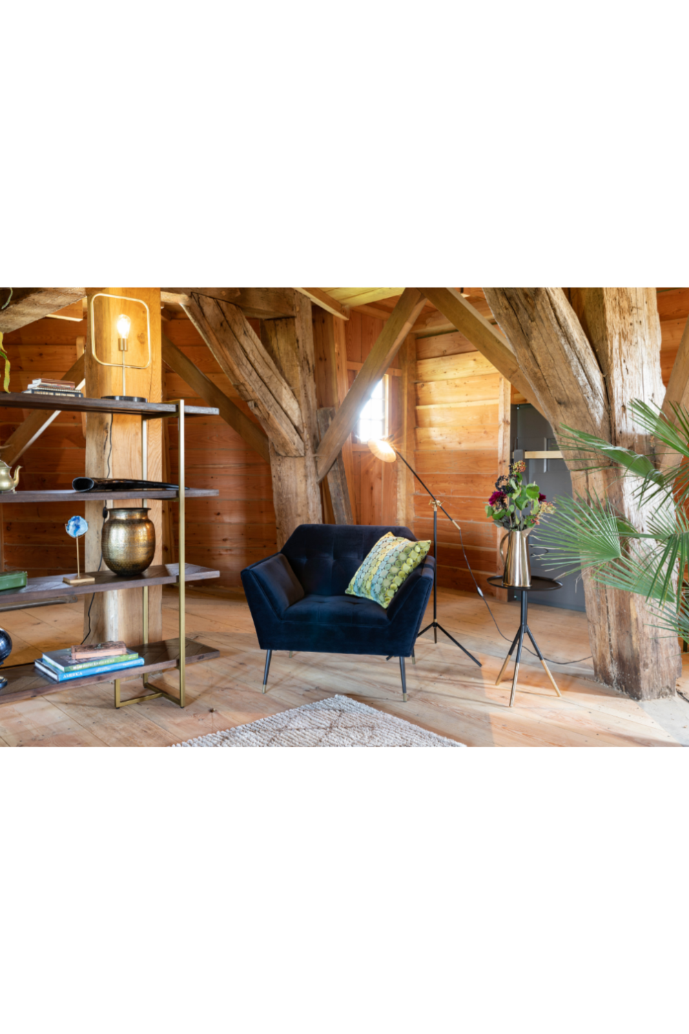 Bibliothèque à 4 niveaux en bois d'acacia