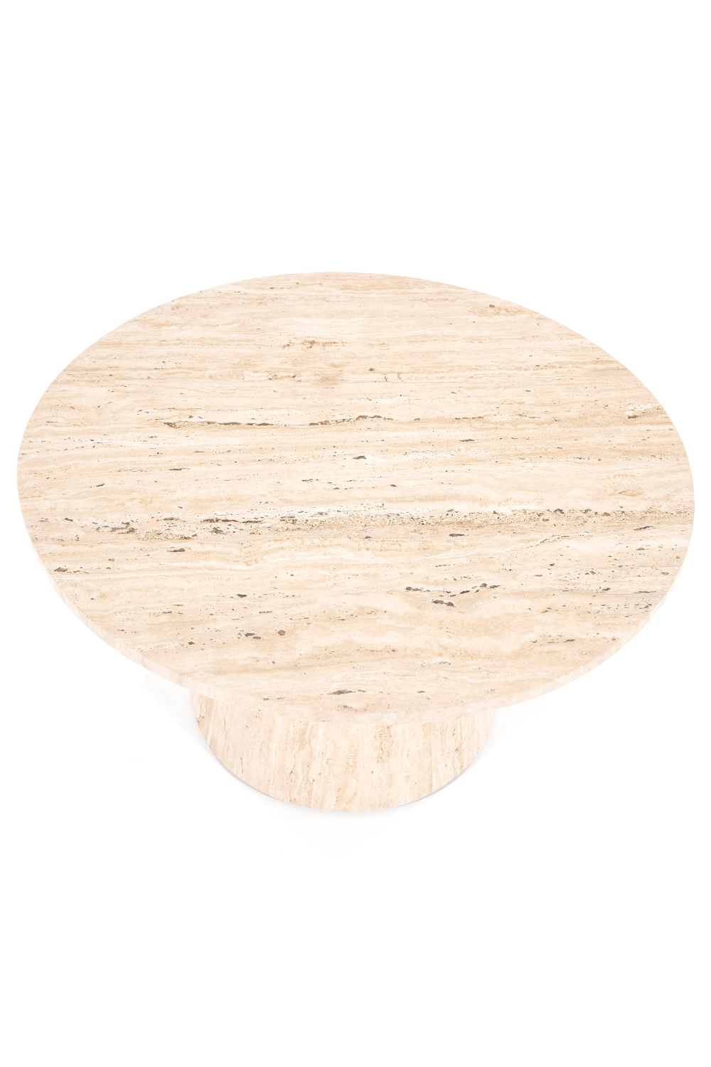 Table basse piédestal en travertin