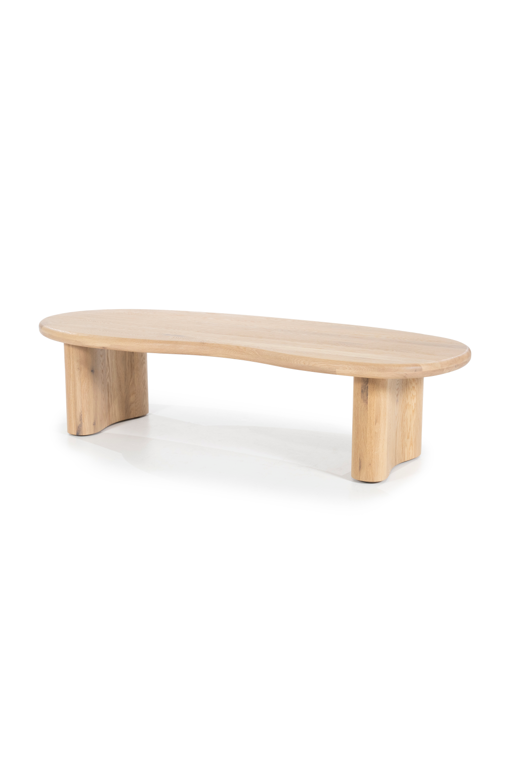 Table basse en chêne en forme de haricot