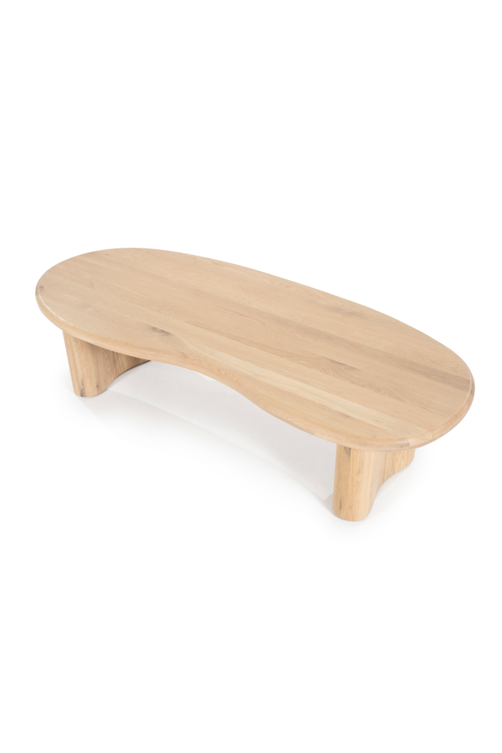 Table basse en chêne en forme de haricot