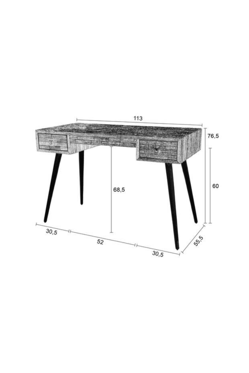 Bureau en teck recyclé