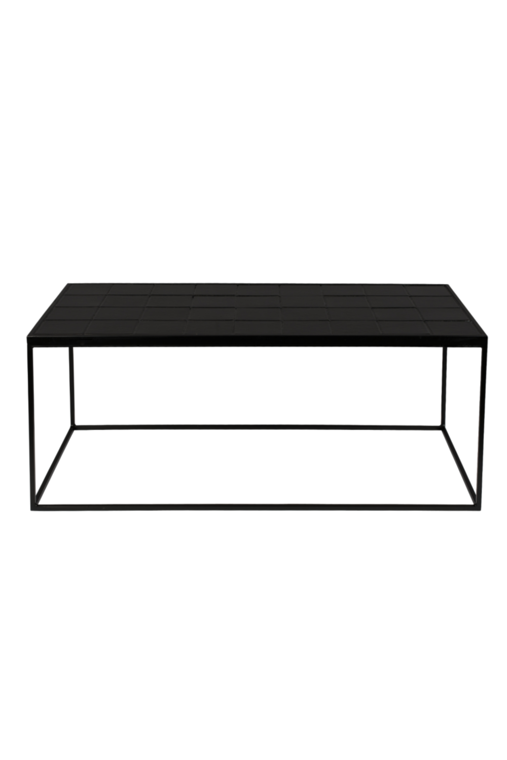 Table basse à plateau carrelé noir