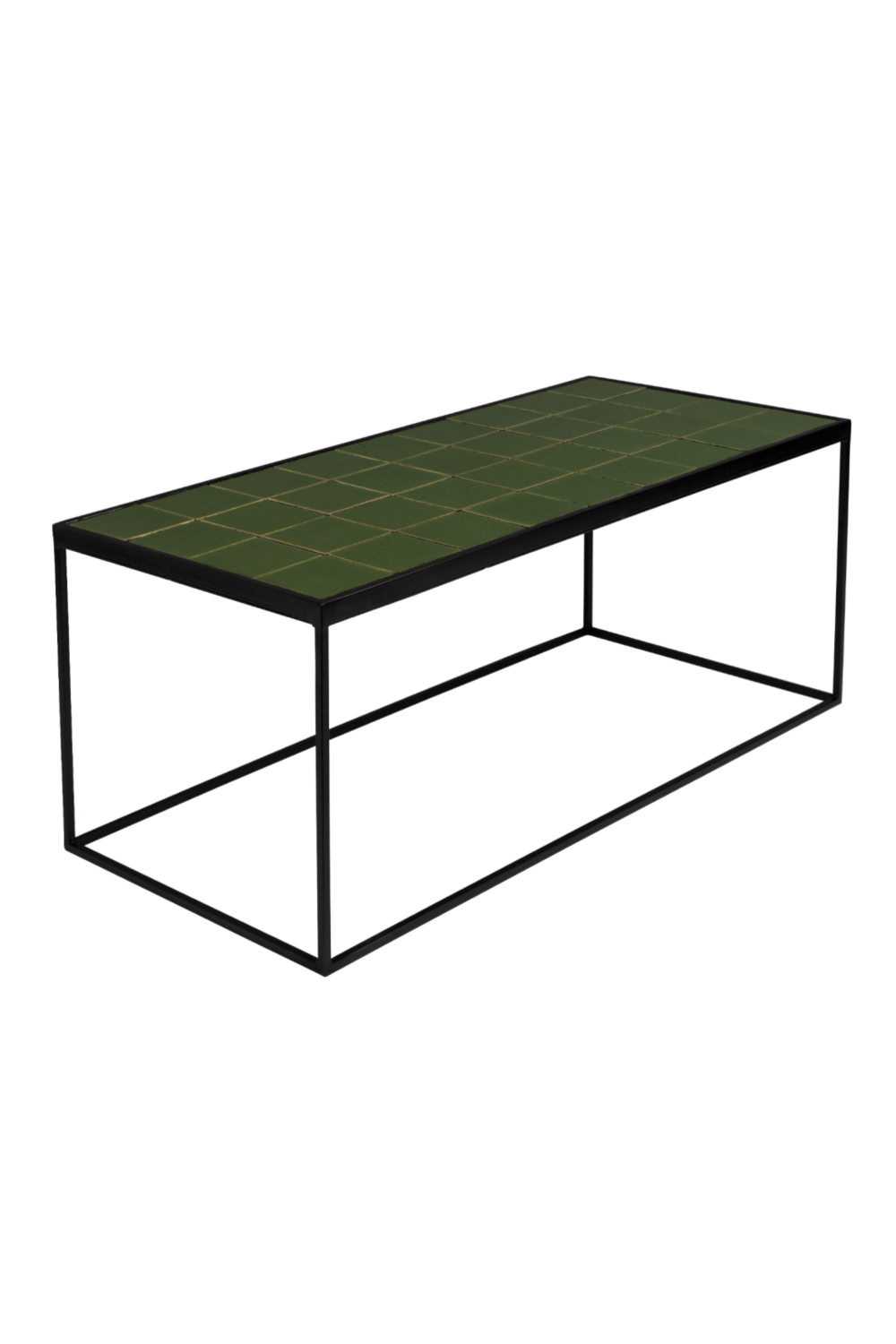 Table basse à plateau en carreaux verts